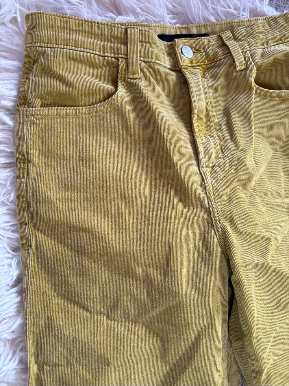 J Brand Joan Crop High Rise Wide Leg Corduroy Jeans Absinthe Yellow Size 27 - Picture 3 of 8